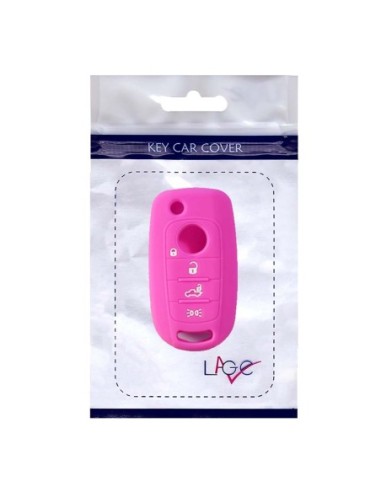 Guscio in Silicone Cover Chiave per Telecomando Fiat 500 500X Tipo 4 Tasti Rosa