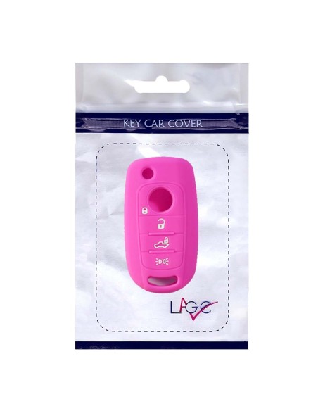 Guscio in Silicone Cover Chiave per Telecomando Fiat 500 500X Tipo 4 Tasti Rosa