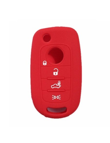 Guscio in Silicone Cover Chiave per Telecomando Fiat 500 500X Tipo 4 Tasti Rosso