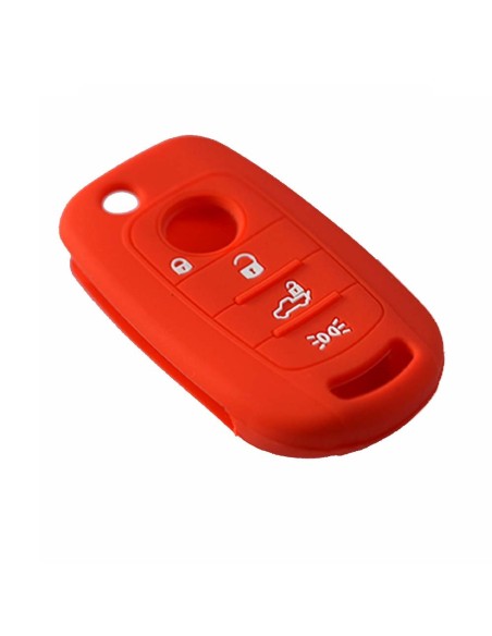 Guscio in Silicone Cover Chiave per Telecomando Fiat 500 500X Tipo 4 Tasti Rosso