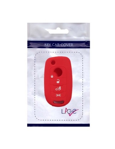 Guscio in Silicone Cover Chiave per Telecomando Fiat 500 500X Tipo 4 Tasti Rosso