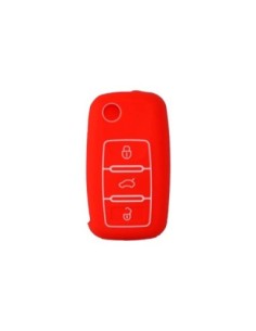 Guscio in Silicone Cover Chiave per Telecomando Volkswagen Seat Skoda Portachiave Rosso VW Golf Passat Polo Touran Tiguan Eos Sharan Touareg Phateon Caddy T5 Amarok Lupo Seat Altea Alhambra Leon Ibiza Exeo Cordoba Arosa Skoda Octavia Fabia Superb Roomster