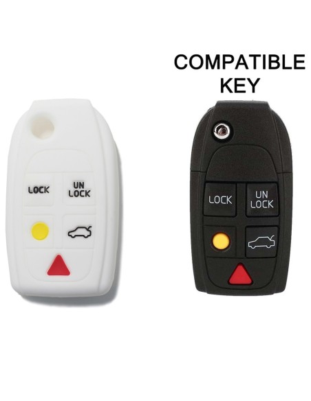 Guscio Silicone Cover Chiave per Telecomando Volvo Portachiavi Bianco 5 Tasti V40 V70 C70 S40 S60 S70 S80 XC70 XC90