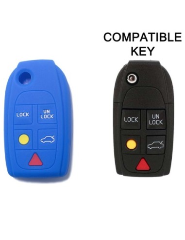 Guscio in Silicone Cover Chiave per Telecomando Volvo Portachiavi Blu 5 Tasti V40 V70 C70 S40 S60 S70 S80 XC70 XC90