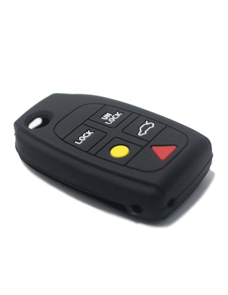 Guscio in Silicone Cover Chiave per Telecomando Volvo Portachiavi Nero 5 Tasti V40 V70 C70 S40 S60 S70 S80 XC70 XC90