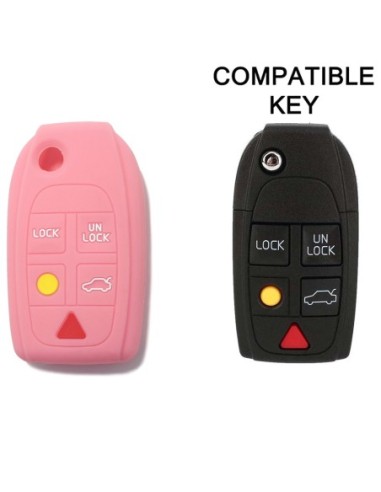 Guscio in Silicone Cover Chiave per Telecomando Volvo Portachiavi Rosa 5 Tasti V40 V70 C70 S40 S60 S70 S80 XC70 XC90