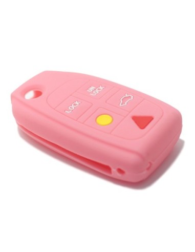 Guscio in Silicone Cover Chiave per Telecomando Volvo Portachiavi Rosa 5 Tasti V40 V70 C70 S40 S60 S70 S80 XC70 XC90
