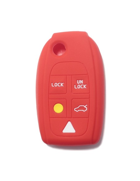 Guscio Silicone Cover Chiave per Telecomando Volvo Portachiavi Rosso 5 Tasti V40 V70 C70 S40 S60 S70 S80 XC70 XC90