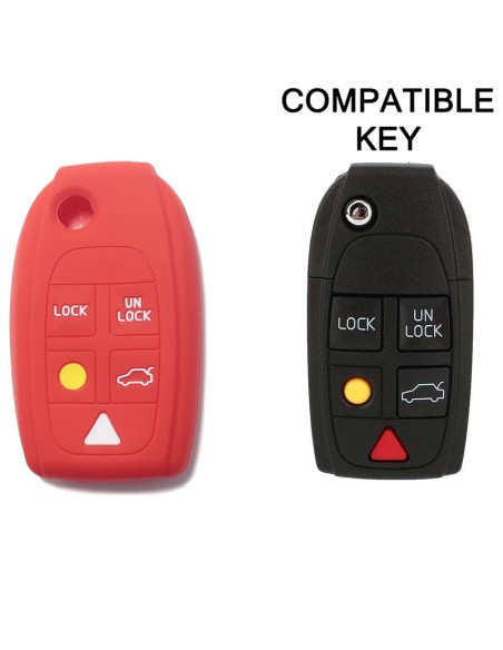 Guscio Silicone Cover Chiave per Telecomando Volvo Portachiavi Rosso 5 Tasti V40 V70 C70 S40 S60 S70 S80 XC70 XC90