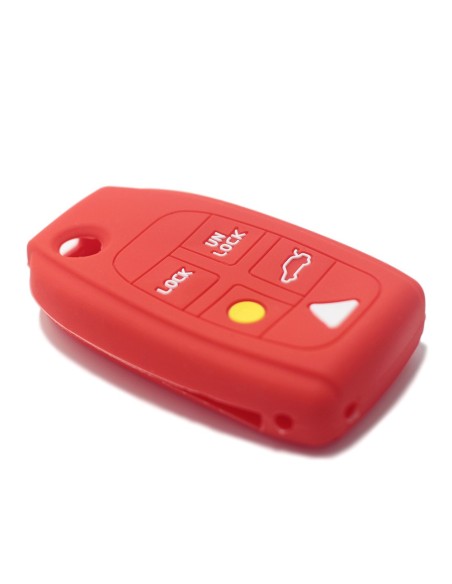 Guscio Silicone Cover Chiave per Telecomando Volvo Portachiavi Rosso 5 Tasti V40 V70 C70 S40 S60 S70 S80 XC70 XC90