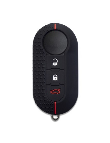 Guscio Chiave Cover Portachiavi 3 Tasti in Silicone Compatibile con Fiat 500, Panda, Punto, Bravo e Lancia Ypsilon, Delta - Nero