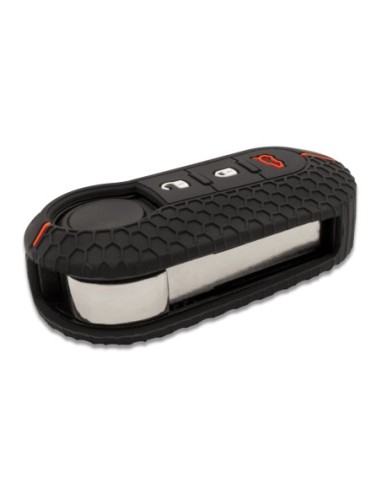Guscio Chiave Cover Portachiavi 3 Tasti in Silicone Compatibile con Fiat 500, Panda, Punto, Bravo e Lancia Ypsilon, Delta - Nero