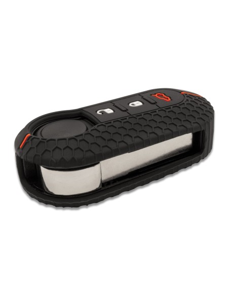 Guscio Chiave Cover Portachiavi 3 Tasti in Silicone Compatibile con Fiat 500, Panda, Punto, Bravo e Lancia Ypsilon, Delta - Nero