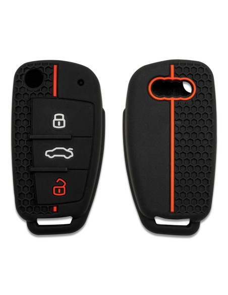 Guscio in Silicone Cover Chiave per Telecomando Audi A1 A3 A4 A6 A8 TT Q5 Q7 R8 S4 S6 Portachiave - Nero