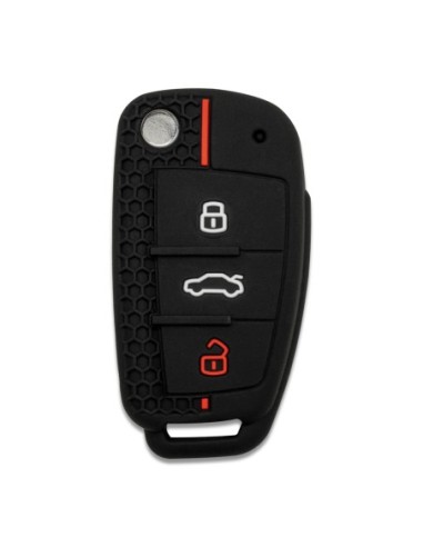Guscio in Silicone Cover Chiave per Telecomando Audi A1 A3 A4 A6 A8 TT Q5 Q7 R8 S4 S6 Portachiave - Nero
