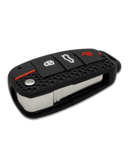 Guscio in Silicone Cover Chiave per Telecomando Audi A1 A3 A4 A6 A8 TT Q5 Q7 R8 S4 S6 Portachiave - Nero