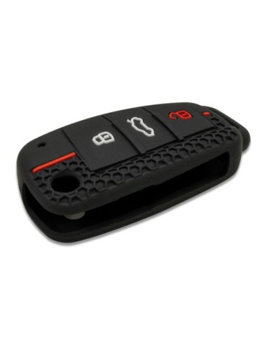 Guscio in Silicone Cover Chiave per Telecomando Audi A1 A3 A4 A6 A8 TT Q5 Q7 R8 S4 S6 Portachiave - Nero