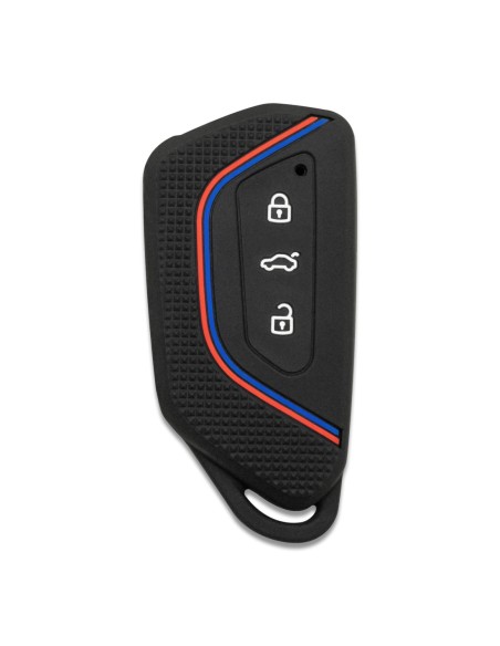 Guscio in Silicone per Chiave 3 Tasti Auto Volkswagen Golf 8 - Nero con Inserti