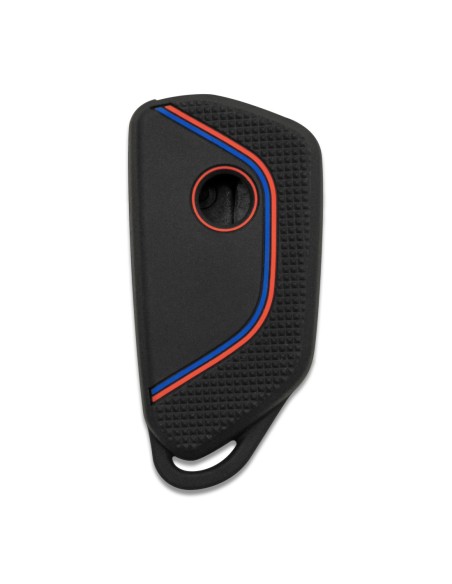 Guscio in Silicone per Chiave 3 Tasti Auto Volkswagen Golf 8 - Nero con Inserti