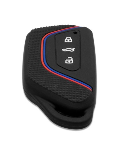 Guscio in Silicone per Chiave 3 Tasti Auto Volkswagen Golf 8 - Nero con Inserti