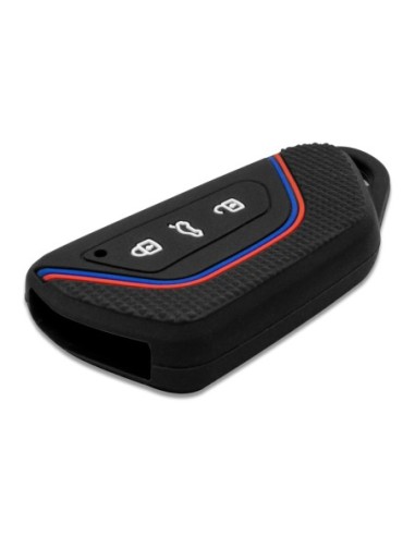 Guscio in Silicone per Chiave 3 Tasti Auto Volkswagen Golf 8 - Nero con Inserti