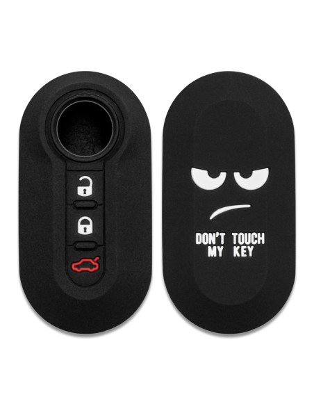 Guscio copri chiave Don't touch my Key cover accessorio portachiavi 3 tasti in silicone compatibile con Fiat 500, Panda, Punto, Bravo e Lancia Ypsilon, Delta