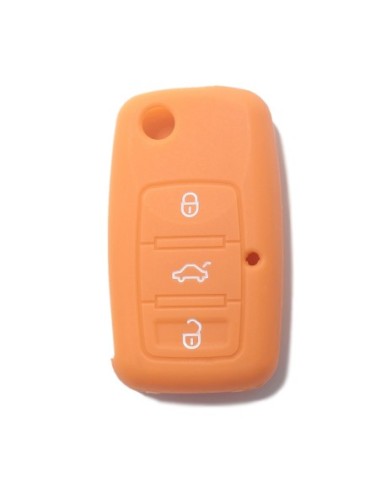 Guscio in Silicone Cover Chiave Telecomando Volkswagen Seat Skoda Portachiave Arancione VW Golf Passat Polo Touran Tiguan Eos Sharan Touareg Phateon Caddy T5 Amarok Lupo Seat Altea Alhambra Leon Ibiza Exeo Cordoba Arosa Skoda Octavia Fabia Superb Roomster