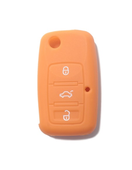 Guscio in Silicone Cover Chiave Telecomando Volkswagen Seat Skoda Portachiave Arancione VW Golf Passat Polo Touran Tiguan Eos Sharan Touareg Phateon Caddy T5 Amarok Lupo Seat Altea Alhambra Leon Ibiza Exeo Cordoba Arosa Skoda Octavia Fabia Superb Roomster