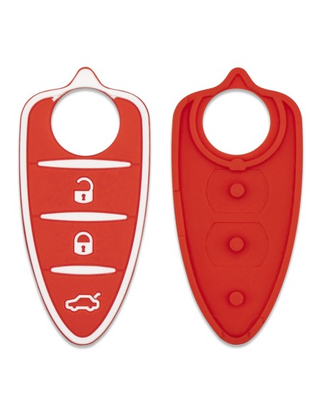 Pulsanti di Ricambio in Silicone Chiave Telecomando 3 Tasti Alfa Romeo MiTo Giulietta Brera 159 Rosso con Tasti Bianchi