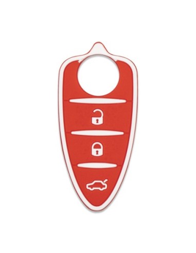 Pulsanti di Ricambio in Silicone Chiave Telecomando 3 Tasti Alfa Romeo MiTo Giulietta Brera 159 Rosso con Tasti Bianchi