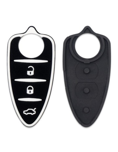 Pulsanti di Ricambio in Silicone Chiave Telecomando 3 Tasti Alfa Romeo MiTo Giulietta Brera 159 Nero con Tasti Bianchi