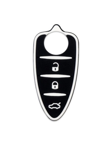 Pulsanti di Ricambio in Silicone Chiave Telecomando 3 Tasti Alfa Romeo MiTo Giulietta Brera 159 Nero con Tasti Bianchi