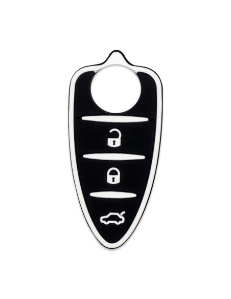 Pulsanti di Ricambio in Silicone Chiave Telecomando 3 Tasti Alfa Romeo MiTo Giulietta Brera 159 Nero con Tasti Bianchi