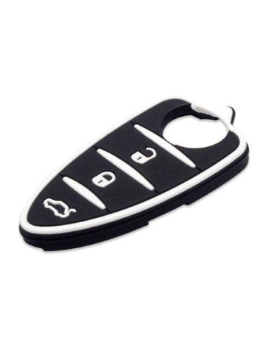 Pulsanti di Ricambio in Silicone Chiave Telecomando 3 Tasti Alfa Romeo MiTo Giulietta Brera 159 Nero con Tasti Bianchi