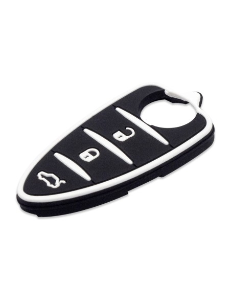 Pulsanti di Ricambio in Silicone Chiave Telecomando 3 Tasti Alfa Romeo MiTo Giulietta Brera 159 Nero con Tasti Bianchi