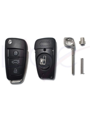 Ricambio Chiave 3 Tasti Guscio con Lama per Telecomando Audi A1 A3 A4 A6 A8 TT Q5 Q7 R8 S3 S4 S6 RS4 RS6 Nero