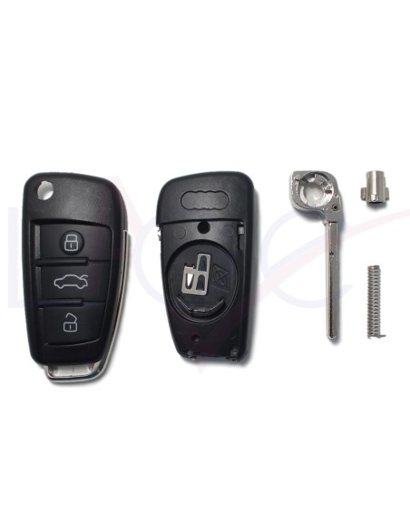 Ricambio Chiave 3 Tasti Guscio con Lama per Telecomando Audi A1 A3 A4 A6 A8 TT Q5 Q7 R8 S3 S4 S6 RS4 RS6 Nero