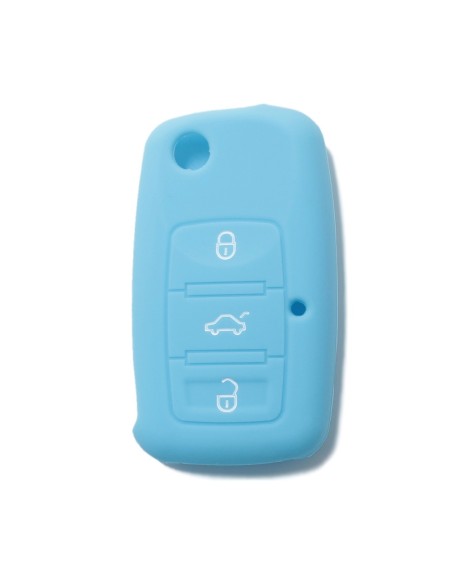 Guscio in Silicone Cover Chiave Telecomando Volkswagen Seat Skoda Portachiave Azzurro VW Golf Passat Polo Touran Tiguan Eos Sharan Touareg Phateon Caddy T5 Amarok Lupo Seat Altea Alhambra Leon Ibiza Exeo Cordoba Arosa Skoda Octavia Fabia Superb Roomster