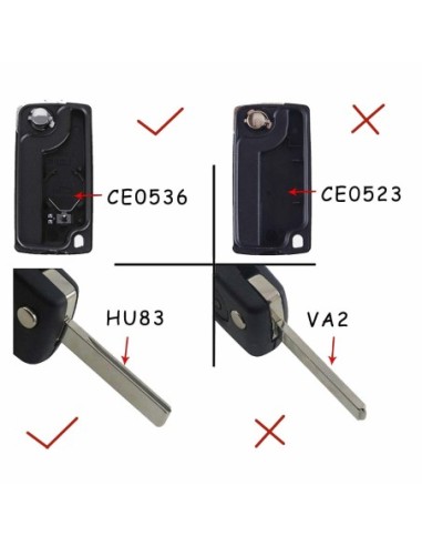 Ricambio Chiave per Telecomando Citroen C2 C3 C4 C5 C6 C8 Xsara Picasso Guscio con Lama 3 Tasti