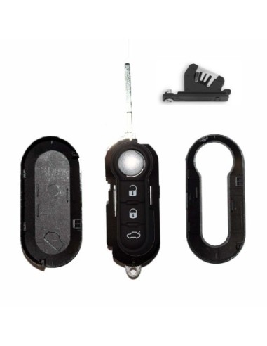 Ricambio Chiave Fiat per Telecomando Grande Punto Evo Panda 500 L Bravo Stilo e Lancia Y Delta Musa Guscio con Lama a 3 Tasti Bianchi