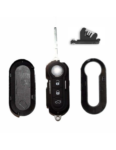 Ricambio Chiave Fiat per Telecomando Grande Punto Evo Panda 500 L Bravo Stilo e Lancia Y Delta Musa Guscio con Lama a 3 Tasti Bianchi
