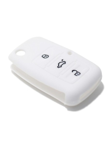 Guscio Silicone Cover Chiave per Telecomando Volkswagen Seat Skoda Portachiave Bianco VW Golf Passat Polo Touran Tiguan Eos Sharan Touareg Phateon Caddy T5 Amarok Lupo Seat Altea Alhambra Leon Ibiza Exeo Cordoba Arosa Skoda Octavia Fabia Superb Roomster