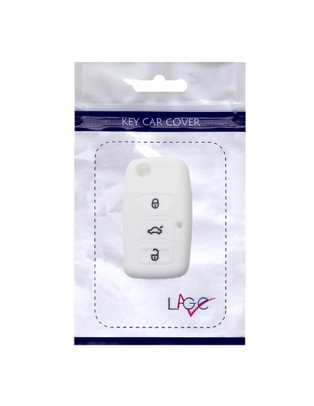 Guscio Silicone Cover Chiave per Telecomando Volkswagen Seat Skoda Portachiave Bianco VW Golf Passat Polo Touran Tiguan Eos Sharan Touareg Phateon Caddy T5 Amarok Lupo Seat Altea Alhambra Leon Ibiza Exeo Cordoba Arosa Skoda Octavia Fabia Superb Roomster