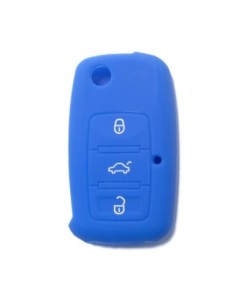 Guscio in Silicone Cover Chiave per Telecomando Volkswagen Seat Skoda Portachiave Blu VW Golf Passat Polo Touran Tiguan Eos Sharan Touareg Phateon Caddy T5 Amarok Lupo Seat Altea Alhambra Leon Ibiza Exeo Cordoba Arosa Skoda Octavia Fabia Superb Roomster