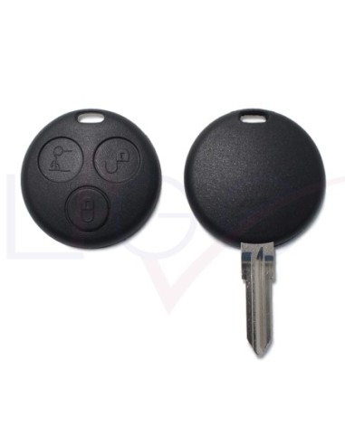 Guscio con Lama Ricambio Chiave 3 Tasti per Telecomando Mercedes Benz Smart ForTwo 450 Roadster Crossblade City Coupe City Cabrio Nero