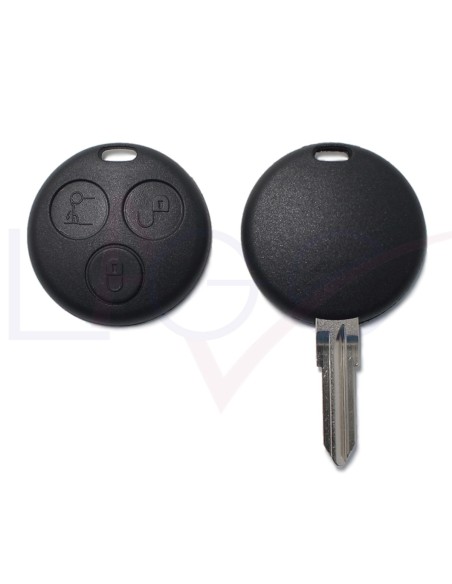 Guscio con Lama Ricambio Chiave 3 Tasti per Telecomando Mercedes Benz Smart ForTwo 450 Roadster Crossblade City Coupe City Cabrio Nero