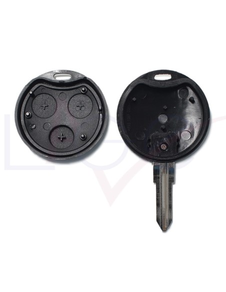 Guscio con Lama Ricambio Chiave 3 Tasti per Telecomando Mercedes Benz Smart ForTwo 450 Roadster Crossblade City Coupe City Cabrio Nero
