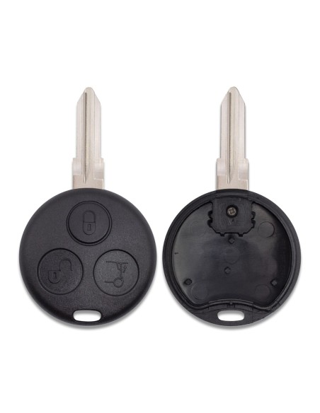 Guscio con Lama Ricambio Chiave 3 Tasti con Batteria e Trasponder per Telecomando Mercedes Benz Smart ForTwo 450 Roadster Crossblade City Coupe City Cabrio Nero