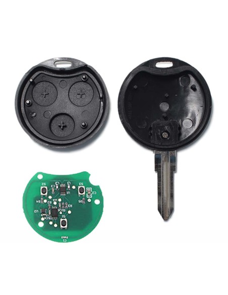 Guscio con Lama Ricambio Chiave 3 Tasti con Batteria e Trasponder per Telecomando Mercedes Benz Smart ForTwo 450 Roadster Crossblade City Coupe City Cabrio Nero