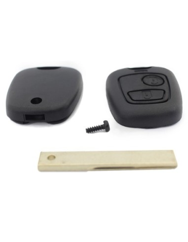 Ricambio Chiave 2 Tasti Guscio con Lama per Telecomando Peugeot Nero  103 106 107 206 207 307 308 406 407 508 806 1007